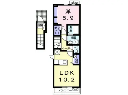 カーサ クオーレII(1LDK/2階)の間取り写真