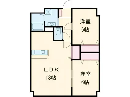 エスポワール有福(2LDK/4階)の間取り写真