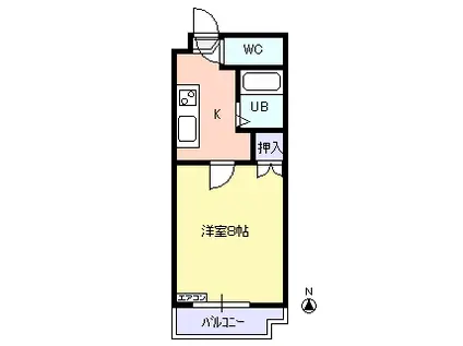 プルミエール若葉(1K/2階)の間取り写真