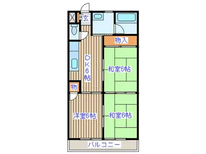 メルシーハイツ飯田K棟(3DK/2階)の間取り写真