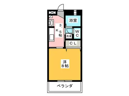 サンホワイトカメリア(1K/1階)の間取り写真