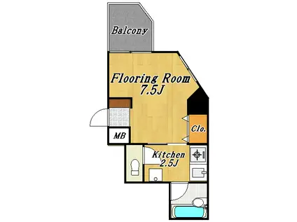 きららベガ(1DK/10階)の間取り写真