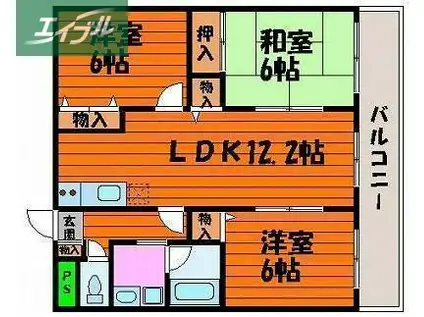 ベンハウス平田東公園(3LDK/4階)の間取り写真