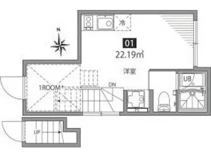グランエッグス四谷N(ワンルーム/2階)の間取り写真