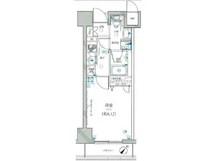 グリフィン横浜グランビスタ(1K/6階)の間取り写真