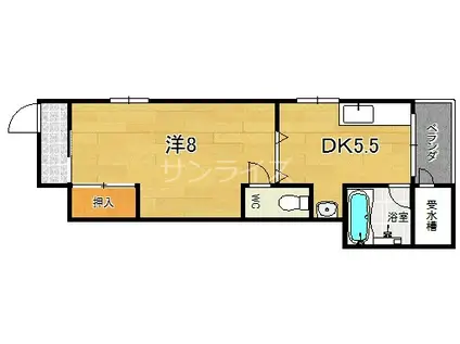 高見ビル(1DK/1階)の間取り写真