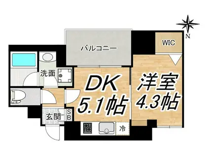 アーバネックス京町堀(1DK/12階)の間取り写真