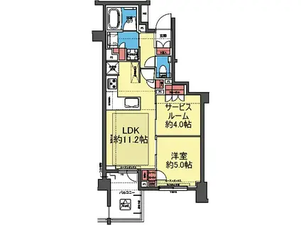 KDXレジデンス横濱紅葉坂(1SLDK/4階)の間取り写真
