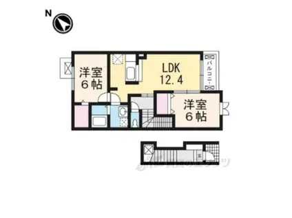 グランデH&M木村 (2LDK/2階)の間取り写真