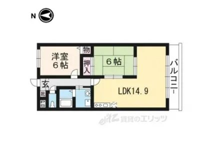 レスト蟹ケ坂(2LDK/3階)の間取り写真