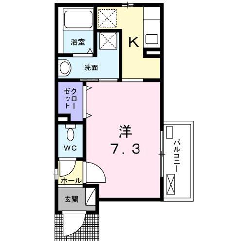 カルデア(ワンルーム/2階)の間取り写真