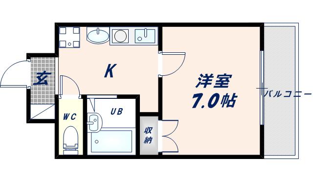 パークモダン高井田(1K/4階)の間取り写真