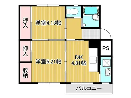 ヴィラナリー北見3(2DK/4階)の間取り写真