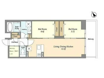 THE GRAND TERRACE WAKABAYASHI(2SLDK/3階)の間取り写真