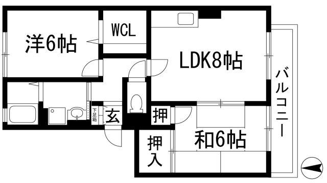 サンハイツツチタニ(2LDK/2階)の間取り写真
