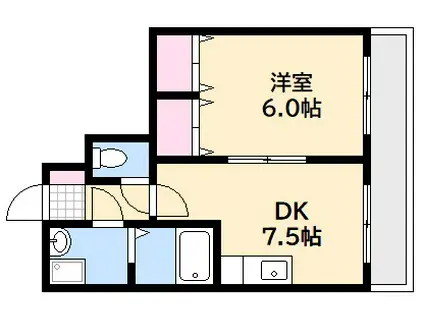 パークサイドアイ(1DK/2階)の間取り写真