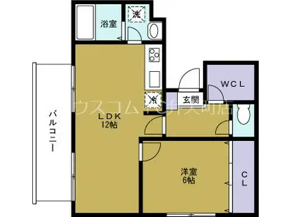 JP弁天町レジデンス(1LDK/5階)の間取り写真