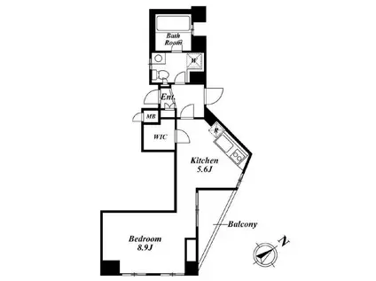 レジデンス広尾(ワンルーム/8階)の間取り写真