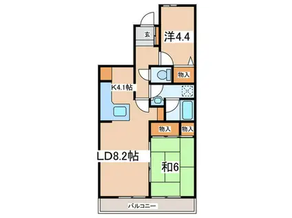 ヒルズ南戸塚3号棟(2LDK/6階)の間取り写真