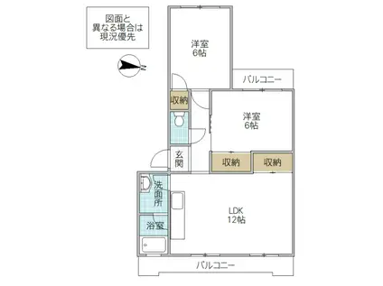 みなみハイツ(2LDK/1階)の間取り写真