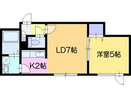 ミアール弥生(1LDK/3階)の間取り写真