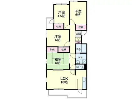 バウムコートA棟(4LDK/2階)の間取り写真