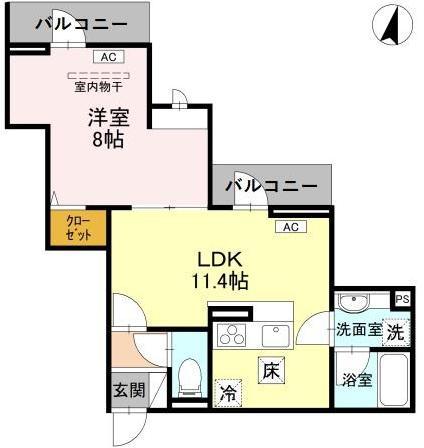 D-SERENO志木柏町(1LDK/2階)の間取り写真