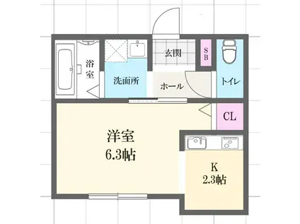 SUNRISE姫路(1K/2階)の間取り写真