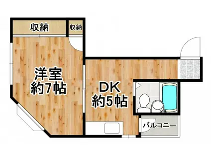 エクセラン梅香(1DK/4階)の間取り写真