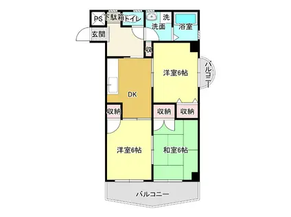 ファミーユ ワカマツ(3DK/4階)の間取り写真