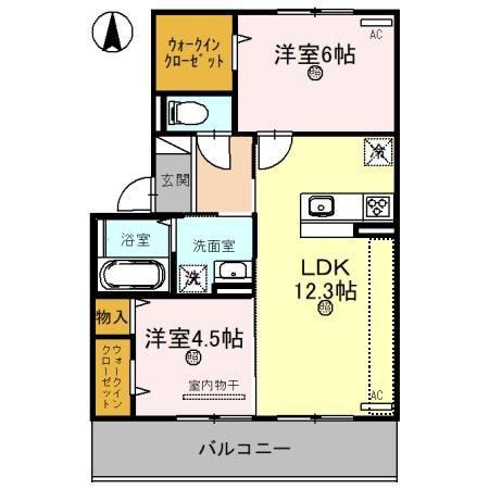 セレスト(2LDK/2階)の間取り写真