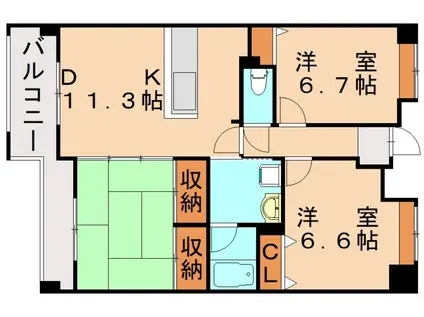 ルワージュ陣原(3LDK/10階)の間取り写真