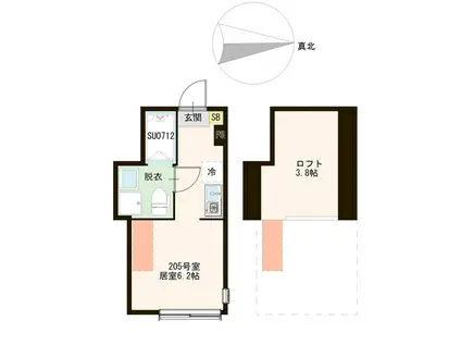 ル・リヴァージュ中川(ワンルーム/2階)の間取り写真