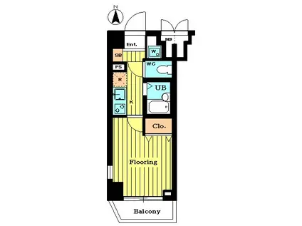 メインステージ恵比寿東(1K/2階)の間取り写真