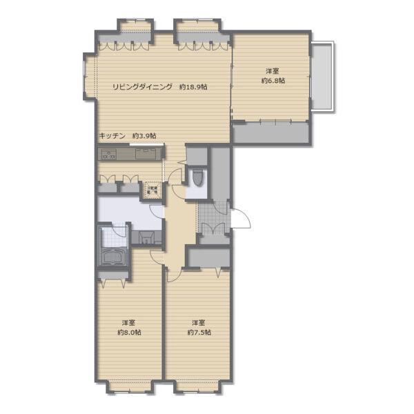ベンデミア18(3LDK/3階)の間取り写真