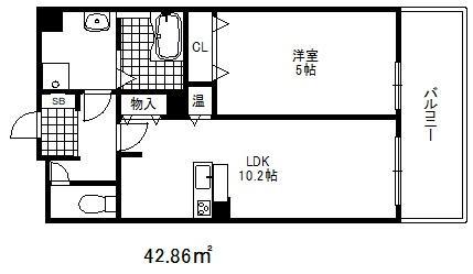 リバープレイス中山手(1LDK/2階)の間取り写真