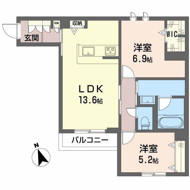 シャーメゾン 木の実(2LDK/2階)の間取り写真