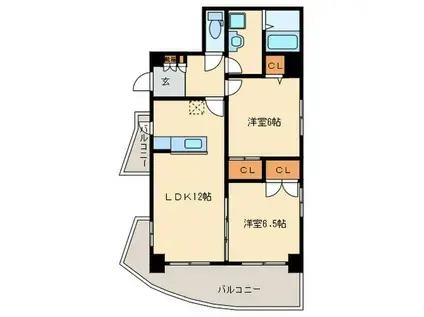 ル・クラージュ箱崎(2LDK/2階)の間取り写真
