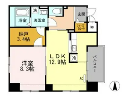 名駅アイサンメゾン(1LDK/3階)の間取り写真