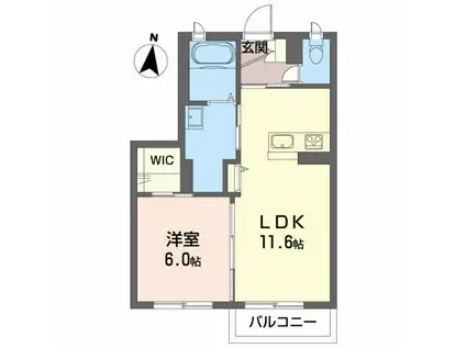 ベレオガーデンズ久留米II(1LDK/3階)の間取り写真