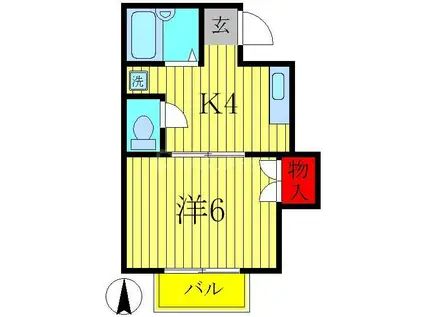 カーサピッコラ(1K/1階)の間取り写真