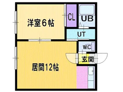 イーストクロス(1LDK/2階)の間取り写真
