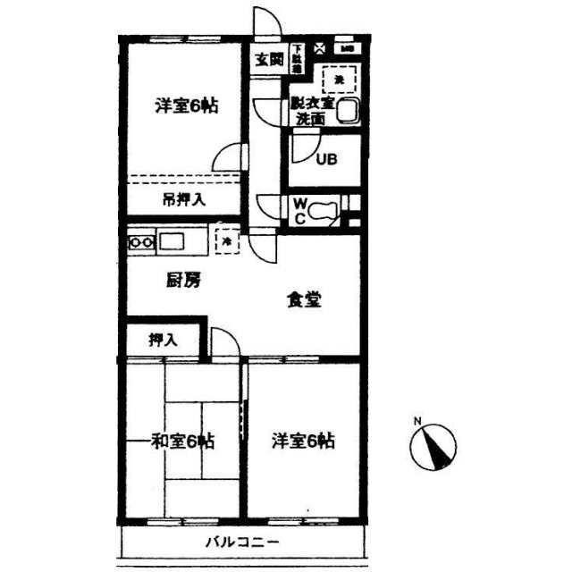 ブランシャトー(3DK/3階)の間取り写真