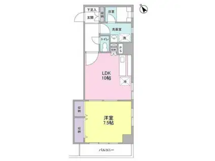 那須ハイライズ(1LDK/5階)の間取り写真