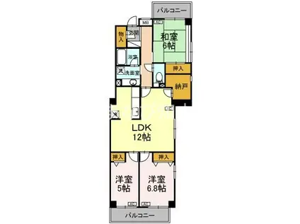 ジャルダン桜町(3LDK/3階)の間取り写真