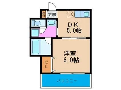 S・Kフラット(1DK/3階)の間取り写真