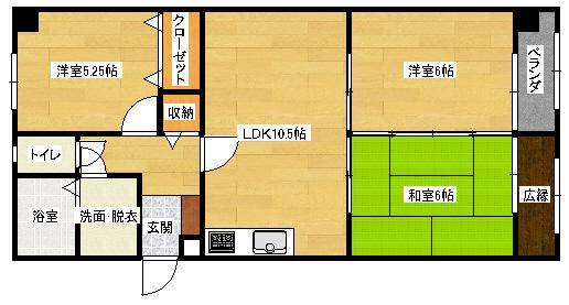 T-FLAT(3LDK/1階)の間取り写真