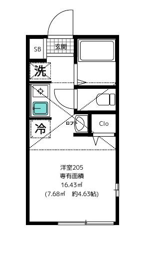 LAVIDABELLA横浜白楽(ワンルーム/2階)の間取り写真