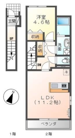 スターパレスONO(1LDK/2階)の間取り写真