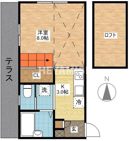 U-BOXユーボックス(1K/1階)の間取り写真